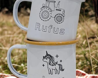 Personalised Interest Name - Engraved Enamel Mug