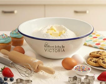 Personalized Enamel Mixing Bowl | Custom Baking Gift