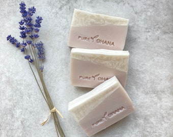 UK Handmade Vegan Lavender Face and Body Soap Bar, Cold Process, 100% Natural, Palm Oil Free, Plastic Free, Holiday Gift, Zero Waste