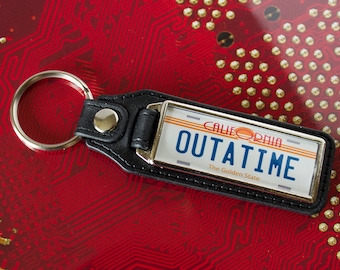 Cool Back to the Future License Plate ( Outatime) Medallion Keyring