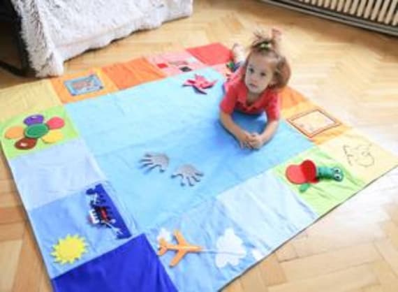 Busy mat Babies Play mat New Born 6 Months babies,Babies Activity mat Handmade Product Tantino Activity mat 125x125 cm 100/% Sewn Baby Floor mat Montessori mat Sensory mat Twins