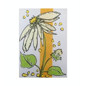 Greeting card A6 - birthday - flowers - daisies - painting - collage - original - unique - thank you - Stina de Luna