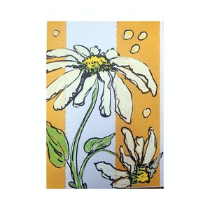 Greeting card A6 - birthday - flowers - daisies - painting - collage - original - unique - thank you - Stina de Luna