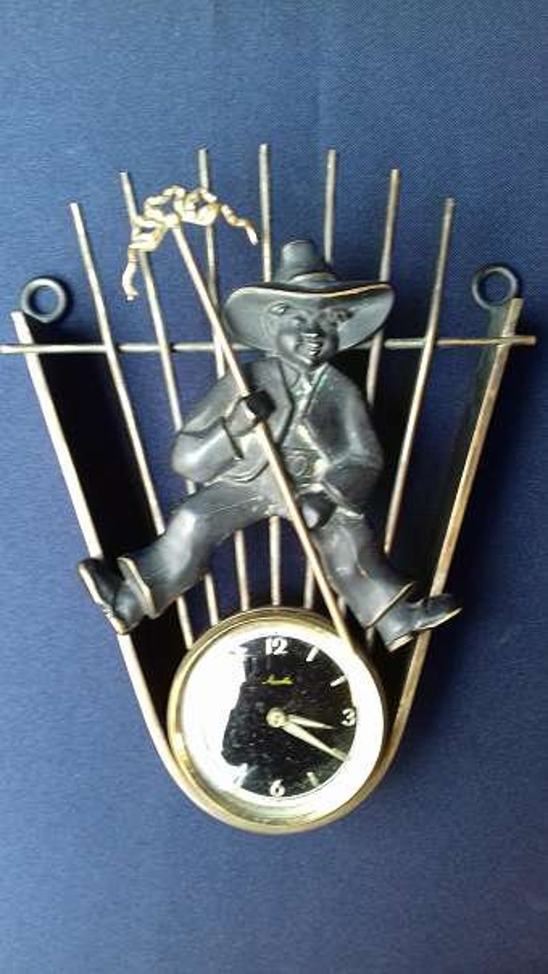 Art Deco Wall Clock Mauthe, Boy With Hat and Rod, Presumably Hagenauer ...