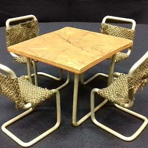 Rare designer tubular steel seating group in miniature Bauhaus style