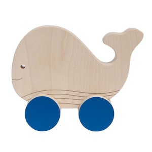 Whale - Maple wood push toy
