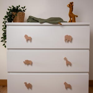 Dierlijke meubelknoppen, hout - safari kinderkamer decoratie, safari thema - Ladeknoppen, dressoirknoppen