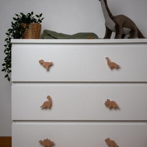 Puxadores de móveis de dinossauro, de madeira - decoração de quarto infantil de dinossauro, tema dinossauro - puxadores de gaveta, puxadores de cômoda