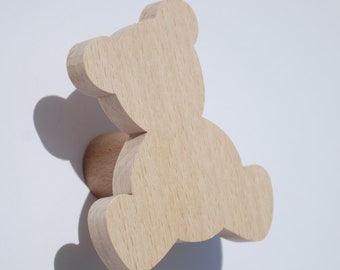 Wooden wall hook for children's room - hook - coat rack - teddy bear - baby room decoration - birth gift, Scandinavian style
