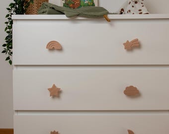 Botón de muebles de madera con tema del cielo - decoración de la habitación de los niños - Tiradores de cajón, botones de cómoda