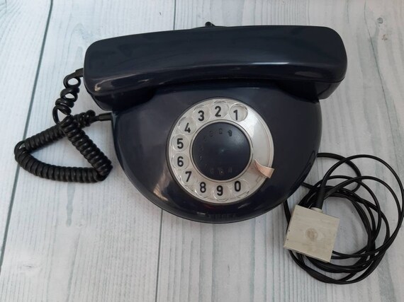 Black Desk Rotary Phone Vintage Black Desk Rotary Phone