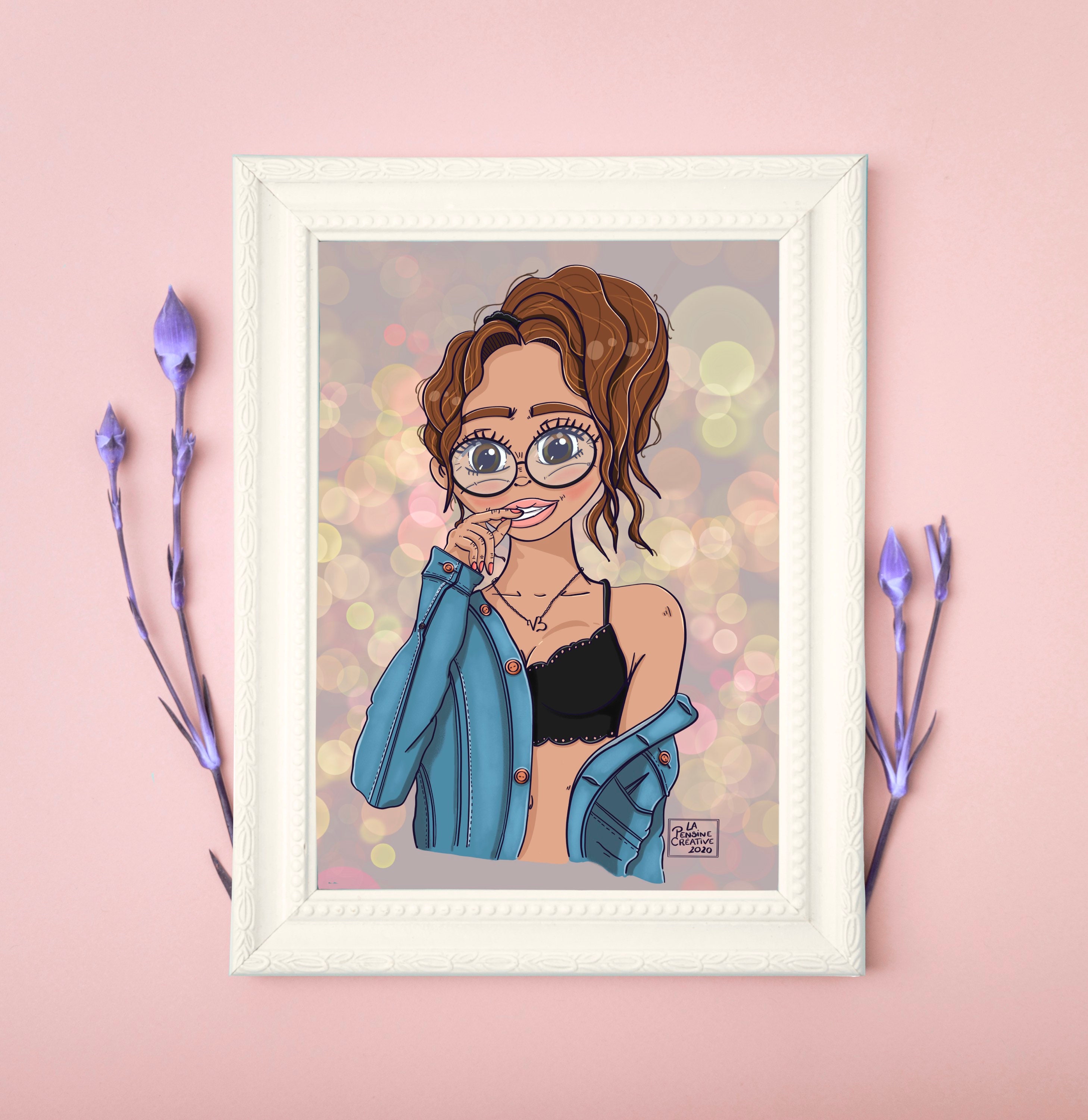 Femme en Jean - Affiche A5 ou A4 Illustration Décoration Dessin Digital