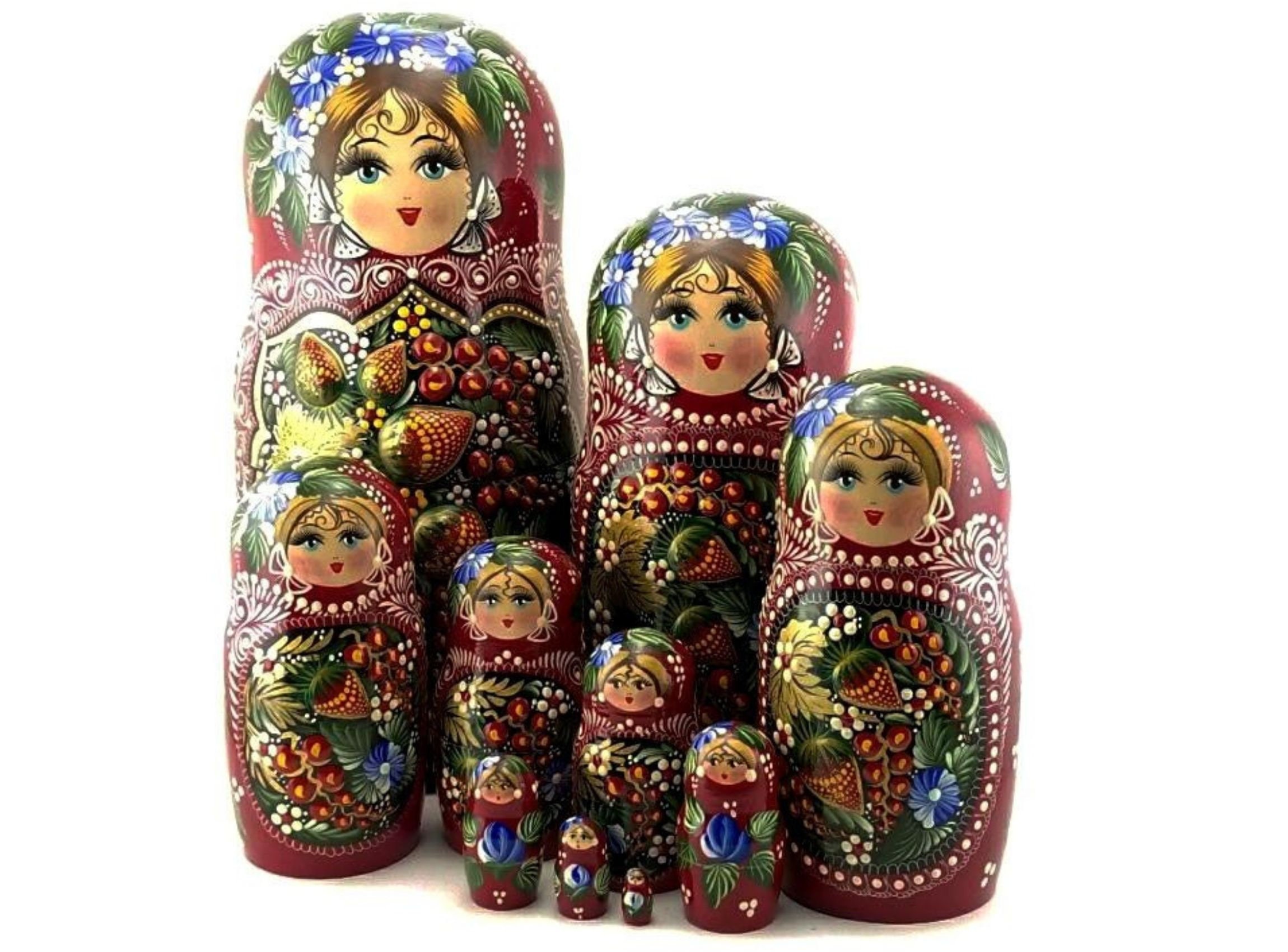 Matryoshka Russian Traditional 10pcsHand paintedNesting Doll 