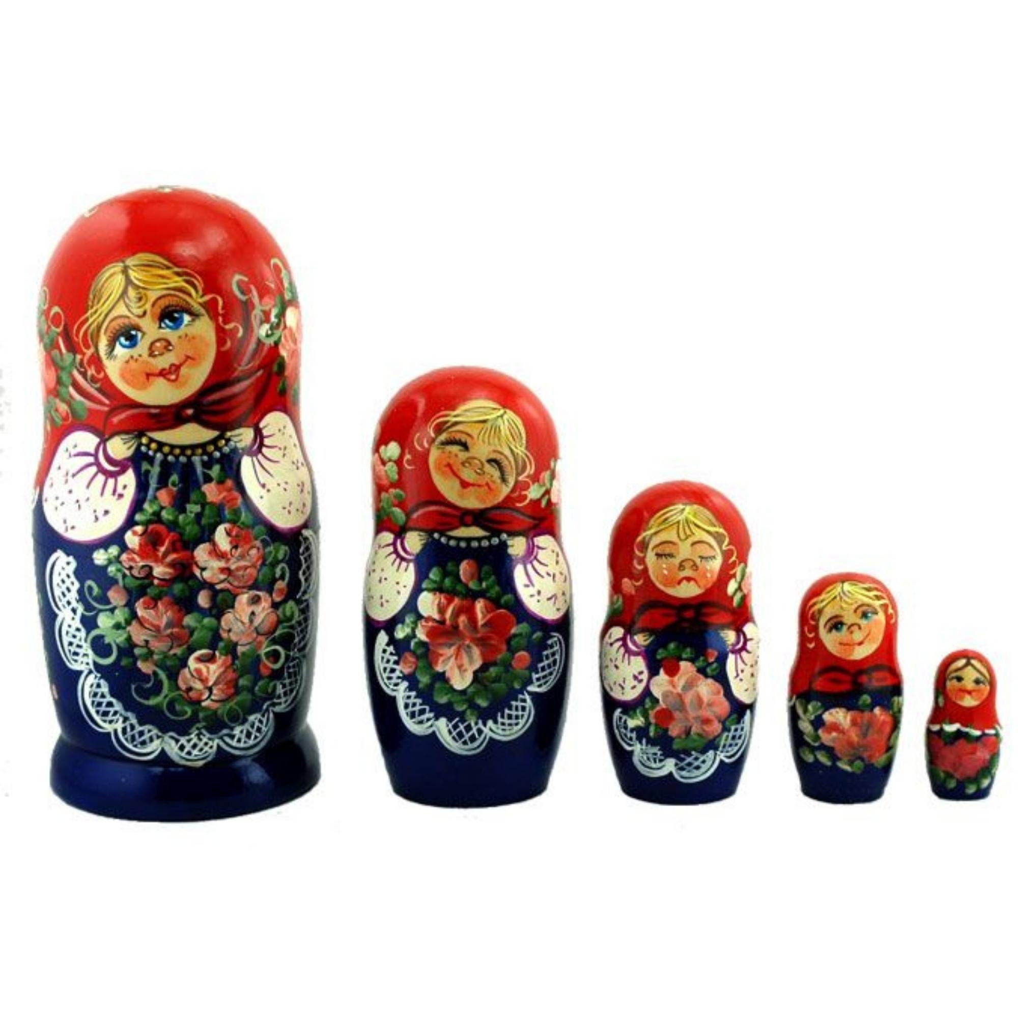 Russian Nesting Dolls Matryoshka Babushka Set of 5 Pair Hand Painted
