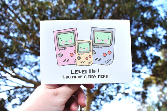 Level Up New Baby Card Nerdy Shower