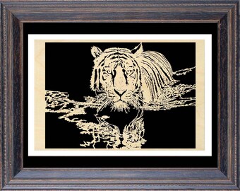 106mw - SwimmingTiger - Scroll Saw Pattern (pdf)