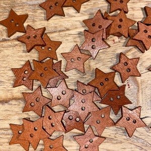 5/10/20 Wooden Buttons Wooden Button 2 cm Brown Button Buttons / Wooden Button / Wooden Stars / Star Buttons / Stars
