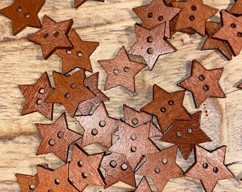 5/10/20 Wooden Buttons Wooden Button 2 cm Brown Button Buttons / Wooden Button / Wooden Stars / Star Buttons / Stars