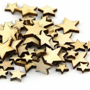 20 houten sterren / sterdecoratie scrapbooking geponste onderdelen / ambachten / sterren houten sterren voor het verstrooien van verspreide sterren verspreide decoratie natuurlijk gekleurd