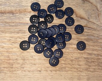 10 black round buttons / 1.4 cm black / blouse buttons / shirt buttons / cardigan buttons