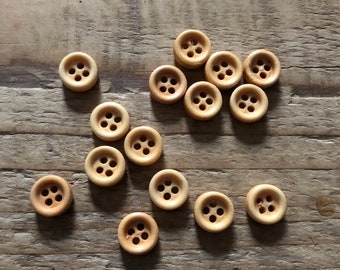 10 pieces natural mini buttons, round wooden button, buttons 9 mm