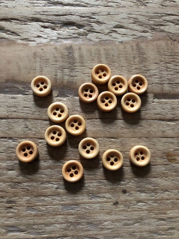 10 Stück natürliche Miniknöpfe, Rund Holz Knopf, Knöpfe 9mm