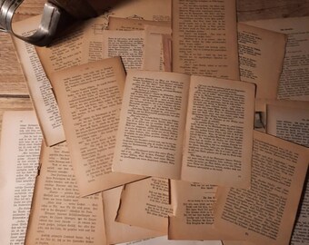 Vintage Paper Bundle / Set of 10/30/50/100 pcs. old book pages / Scrapbooking paper, vintage paper pad, planner, card making journal / old pages
