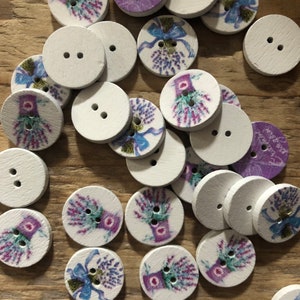 Wooden Buttons Lavender Sewing Buttons for Scrapbooking Crafts...