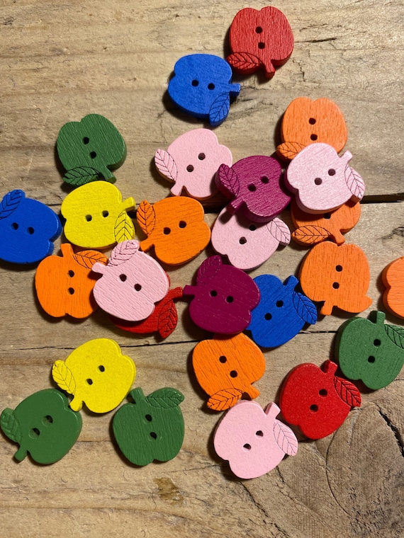 10 colorful buttons apple shape