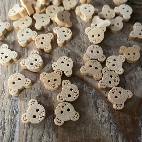 Knöpfe Bärenkopf Natur Holzknopf unbehandelt / nachhaltige Knöpfe