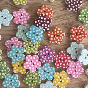 5/10 ou 15 pièces boutons fleurs 15 mm boutons en bois fleurs / bouton points colorés