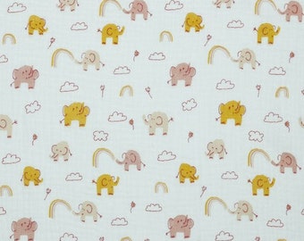 0.5 m organic muslin fabric baby fabrics elephants / muslin