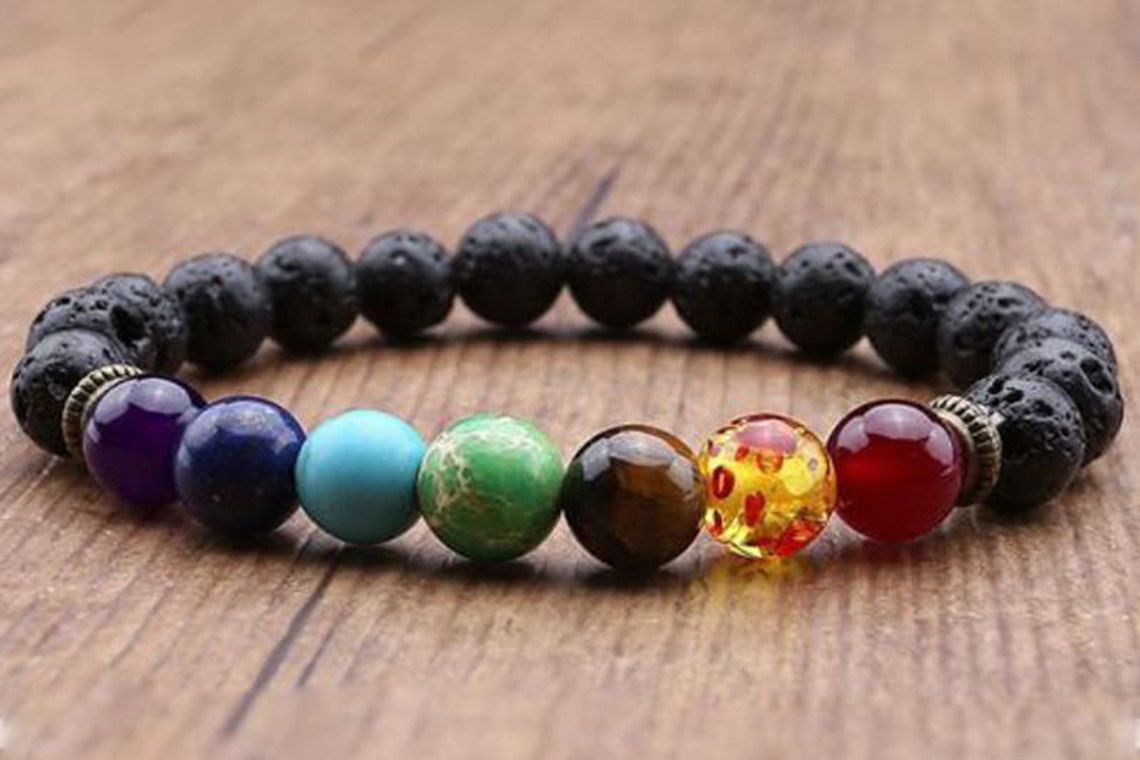 7 Chakra Armband mit Bedeutung / Yoga / Natursteine Lavasteine Etsy