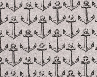 0,5 m French Terry Melange grandes anclas gris claro