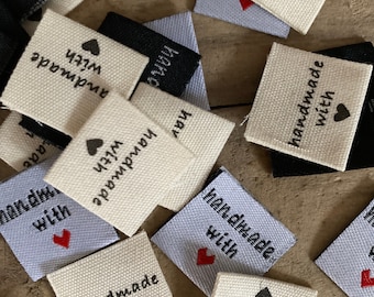 10 mixed cotton labels in three colors / cotton labels / tags