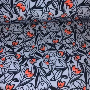 0.25 m softshell fabric (OEKO-TEX® 100) flowers - blue / Sold by the meter / Softshell / Children's fabrics