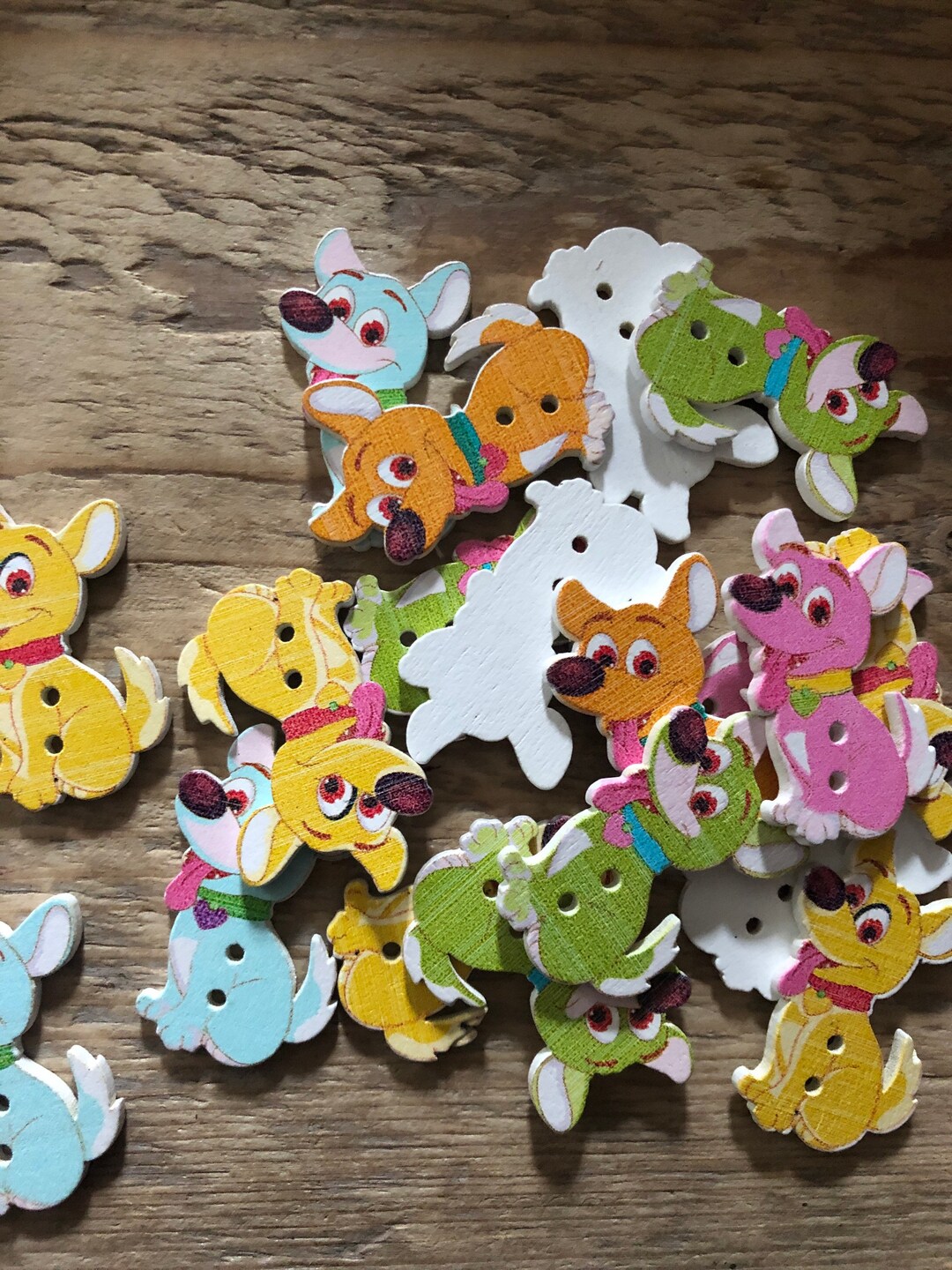 5/10 Wooden Sew-on Buttons / Dog Button - Etsy