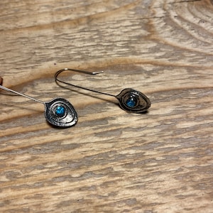 Vintage earrings with blue stone / sterling silver