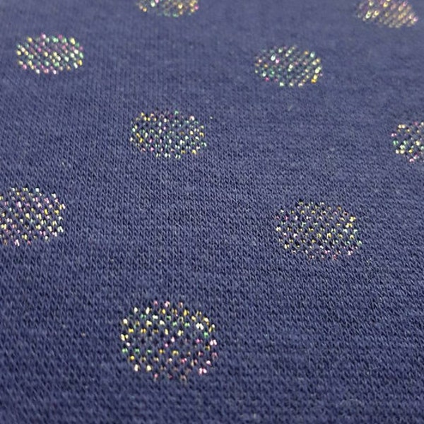 0,5m Bündchen Lurex Multicolor dots blau / Schlauchware / Glitzerbündchen