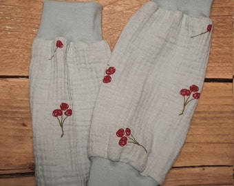 Calentadores de piernas de bebé de muselina, calentadores de piernas para niños, curry / menta / azul, calentadores de piernas para bebé, Scaldabraccia in mussola / Grelniki rok / calentadores de piernas para bebé