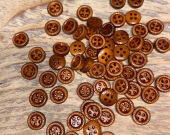 10 mm small buttons / round buttons / wooden buttons for sewing on / natural buttons