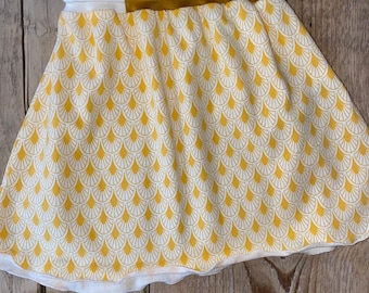Falda amarillo mostaza confeccionada en jersey orgánico / talla 98/104 / falda infantil para COMPRA INMEDIATA / OFERTA