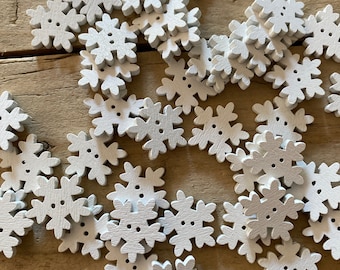 5/10/20 pieces snowflake wooden buttons buttons button / white snowflake / wooden button