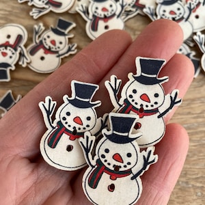 Sneeuwpopknoop/houten knoop/winter/knopen om aan te naaien/Kerstmis
