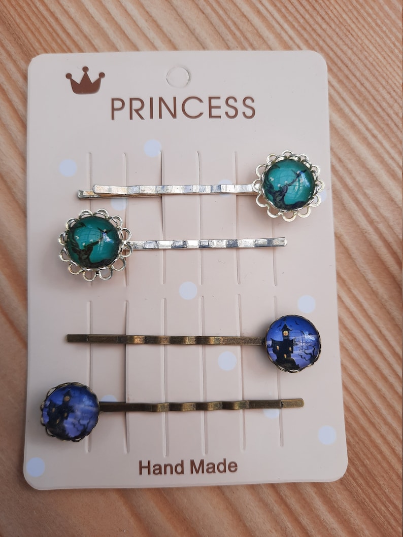 Set of 4 hair clips hair clips kids jewelry vintage retro handmade Halloween hair accessories