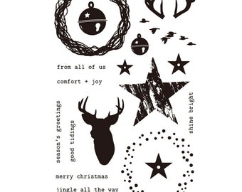 Stamp Set Cling Stamp Set - Stamps for DIY - Clear Stamp Seals Christmas Time