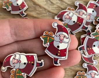 50 Stück Weihnachts-Holzknöpfe – Mini-Motive Wie Schneeflocken, Herzen & Stiefel Für DIY, Scrapbooking & Kartenbasteln