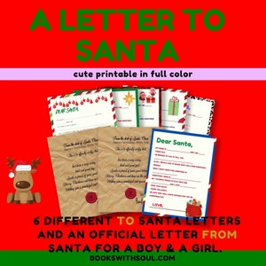 Carta a Papá Noel, Kit de Navidad para niños escribir carta a Papá Noel, Carta de Papá Noel, Carta para niños a Papá Noel, Bono de carta de Navidad imprimible