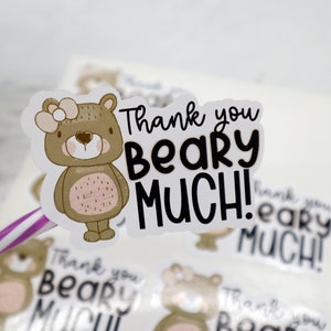 Thank you beary much stickers - thank you small business stickers - packaging stickers - cute packaging stickers - bear packaging stickers