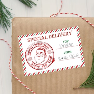 Personalized Christmas Santa gift labels, North Pole delivery stickers, Christmas gift stickers, Christmas labels, present labels from Santa